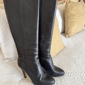 Banana Republic Black Heeled Boots with zipper on back